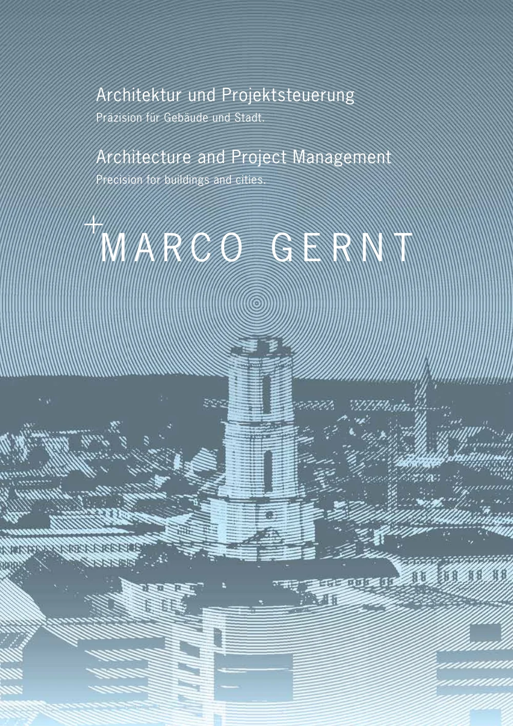 Portfolio cover showing a blue image of Wittenberg