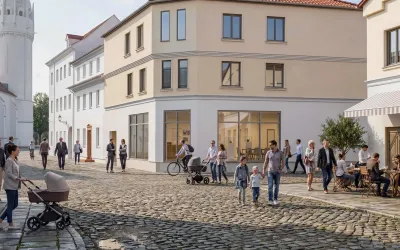 Visualisation of Forum Alte Canzley at Schlossplatz with a light facade and pitched roof