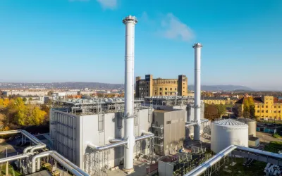 Fotografía de la central de cogeneración con motores de gas de Reick terminada en Dresde